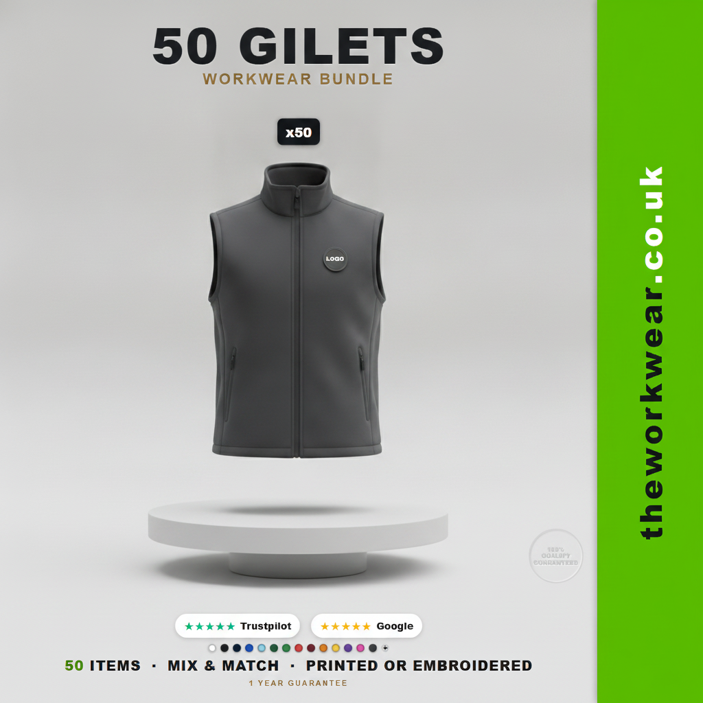 50 Gilets Workwear Bundle - Front Logo Embroidered
