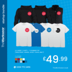 branded t-shirt pack UK, custom embroidered tees, company workwear bundle 2025