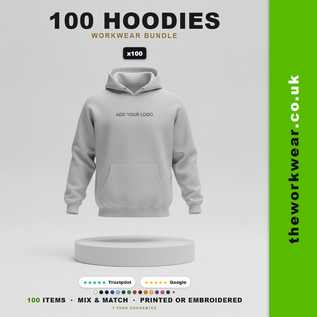 Hoodies Workwear Bundle (Front Logo Embroidered) - 100 Items