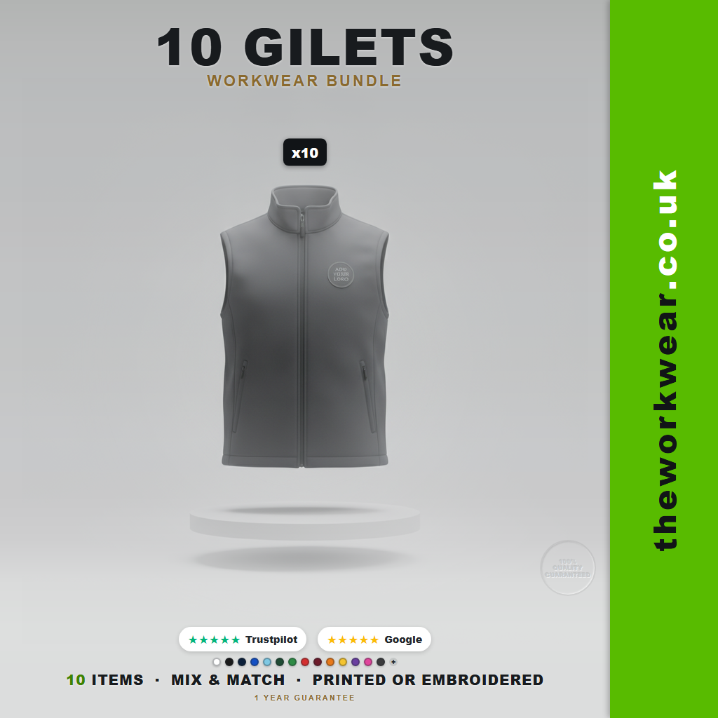 Softshell Jackets Or Gilets Workwear Bundle (Front Logo Embroidered) - 10 Items