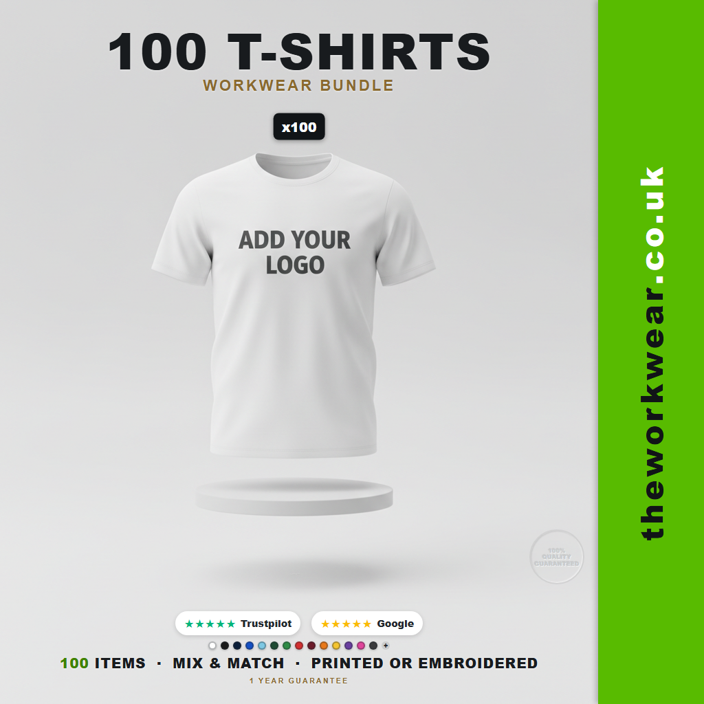 T-Shirts Workwear Bundle (Front Logo Embroidered) - 100 Items