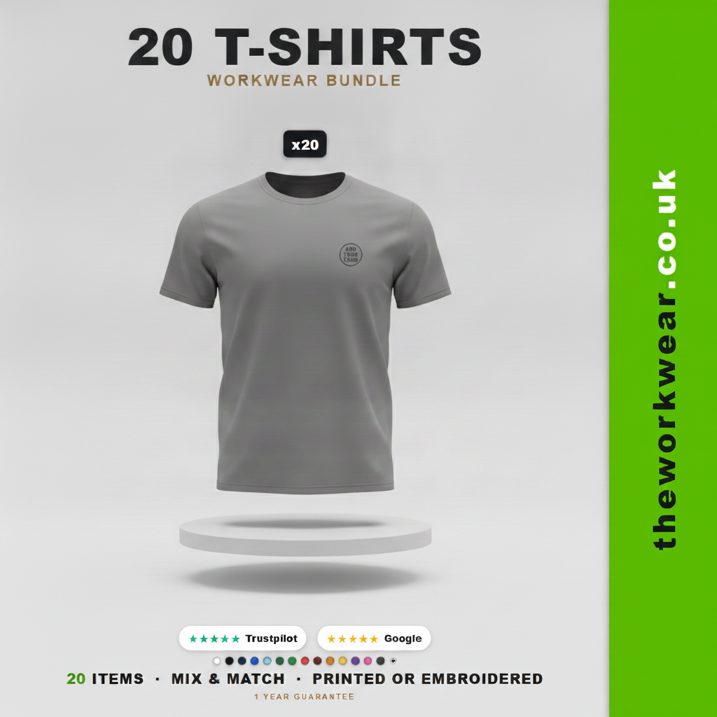 T-Shirts Workwear Bundle (Front Logo Embroidered) - 20 Items
