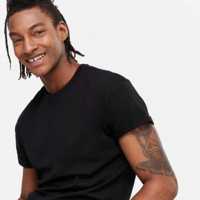 black-cotton-short-roll-sleeve-t-shirt